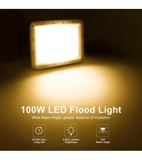 100W LED Flood Spotlight SMD Floodlight Outdoor Ultra Thin Warm White UK