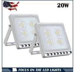 2pcs Ultraslim 20W LED Floodlight Outdoor Security Lights 110V Cool white