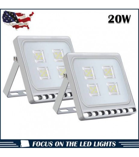 2pcs Ultraslim 20W LED Floodlight Outdoor Security Lights 110V Cool white