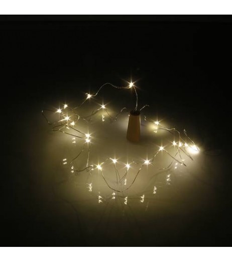 2m 20 LED Mini Bottle Stopper Lamp String Bar Decoration String Light Warm White and Colorful Light Earth Yellow