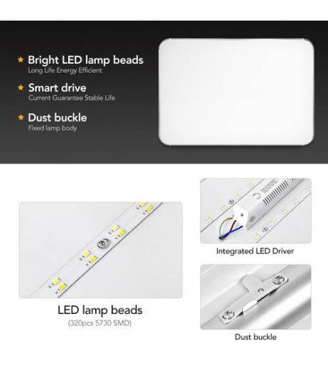 96W LED Ceiling Lamp Living Room Bathroom Lamp Kitchen lamp With Remote Control