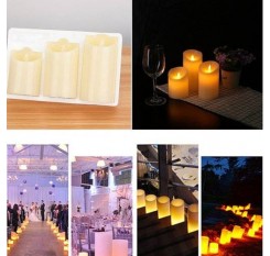3PCS Flameless Wax LED Flickering Candles Dancing Battery Mood Lights Tealights