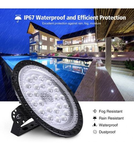 100W LED High Bay Light Low Bay UFO Warehouse Industrial Lights Cool White