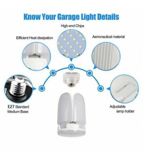 E27 LED Garage Light Bulb 45W Folding Led Garage Light Cool White US