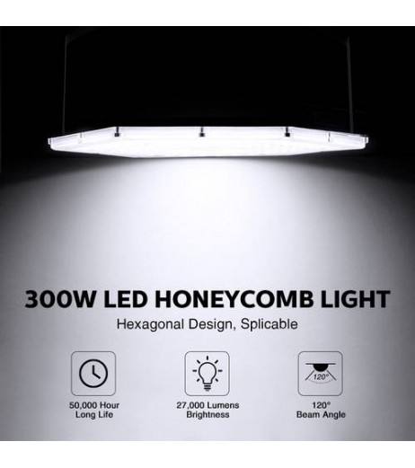300W LED High Bay Light Cool Warehouse Workshop Garage Lights Industrial US