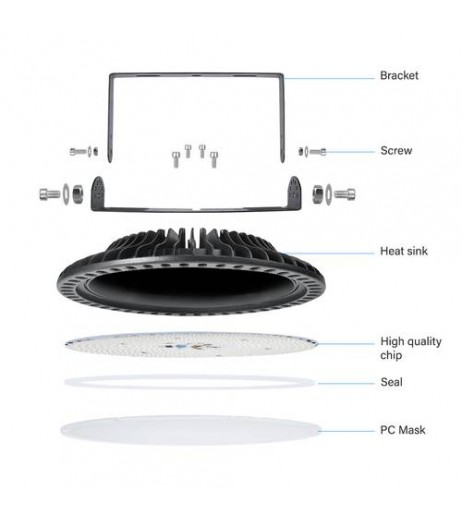 200W Slim LED High Bay Light Low Bay UFO Warehouse Industrial Lights Cool White