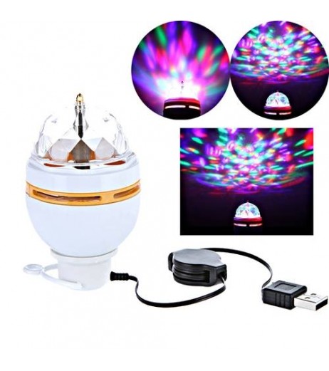 3W LED Portable Stage DJ Light Auto Rotating Bulb with USB Interface