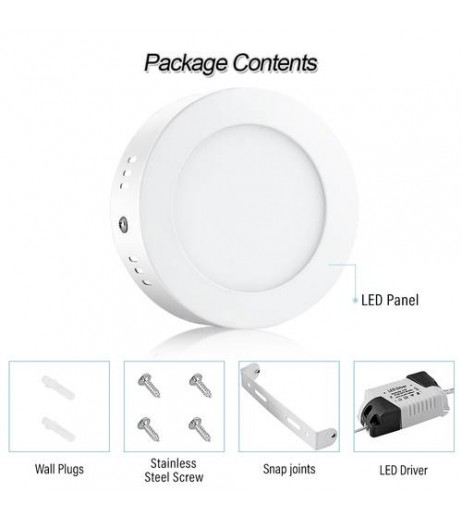 10pcs 6W Round Panel Light Surface Mount Ceiling Downlight Lamp Natural White