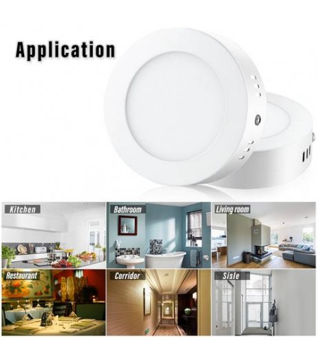 10pcs 6W Round Panel Light Surface Mount Ceiling Downlight Lamp Natural White