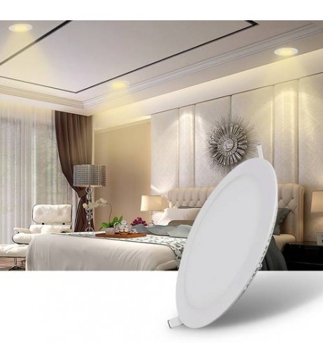 24W Ultra Slim Round LED Ceiling Light Panel Flush Mount Fixture Nature White