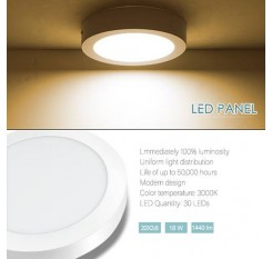 18W Round LED Ceiling Light DownOffice Panel Flush Mount Fixture Warm White