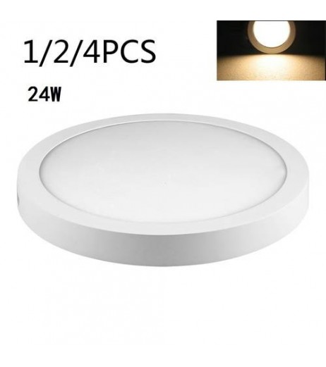 4pcs 24W Round Panel Light Surface Mount Ceiling Downlight Lamp Warm White