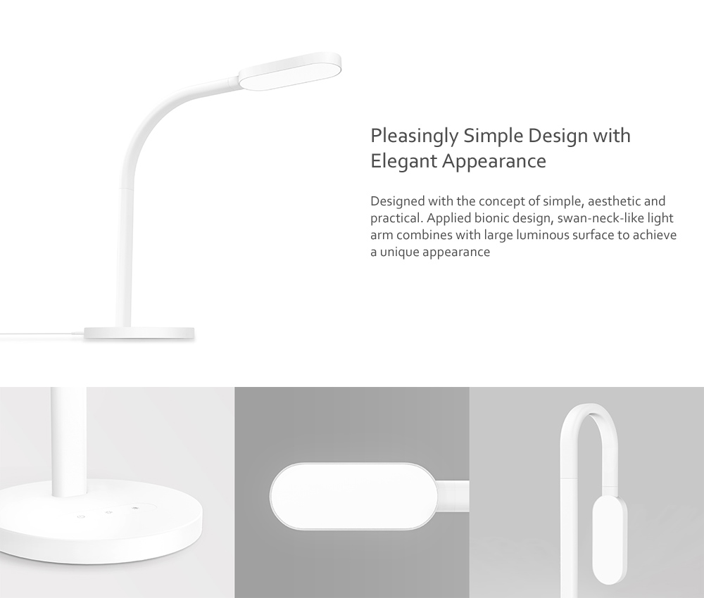 Yeelight YLTD02YL 260lm Brightness and Color Temperature 5-mode Adjustable USB Rechargeable Touch Control LED Table Light Charging Version ( Xiaomi Ecosystem Product ) - White Rechargeable